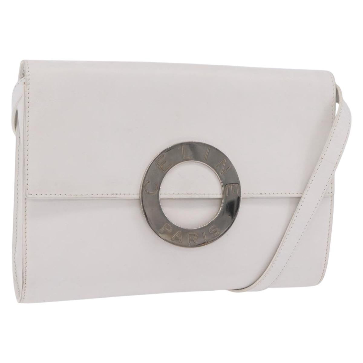 Celine Vintage Circle Logo Leather White Leather Crossbody Bag Bag (Pre-Owned)
