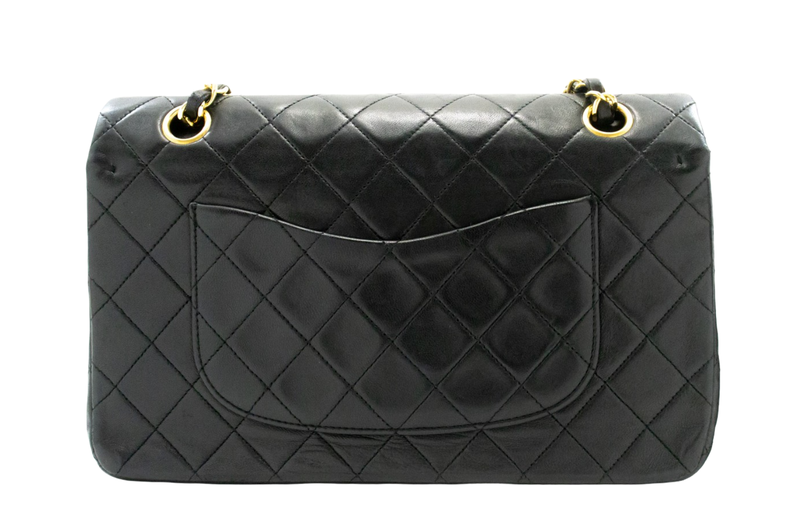 Chanel Classic Flap Lambskin Black Leather Crossbody Bag Bag (Pre-Owned)