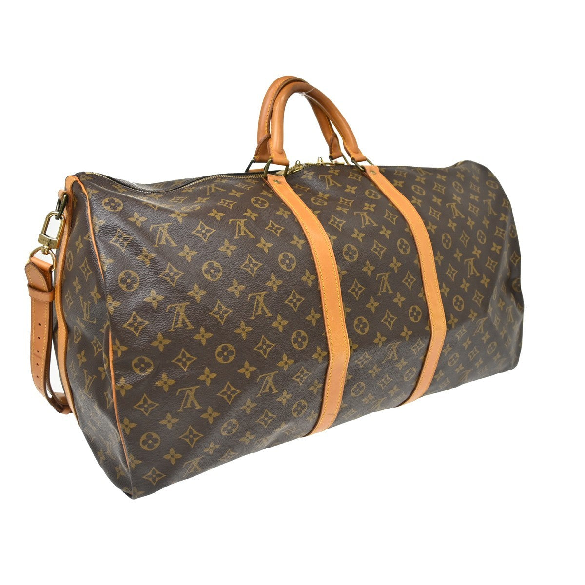 Louis Vuitton Keepall Bandouliere Monogram Canvas Brown Canvas Travel Bag Bag (Pre-Owned)