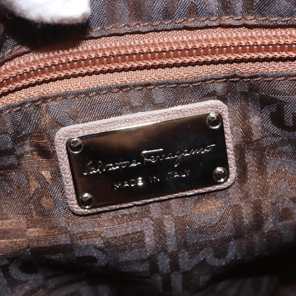 Salvatore Ferragamo Gancini Leather Beige Leather Handbag (Pre-Owned)