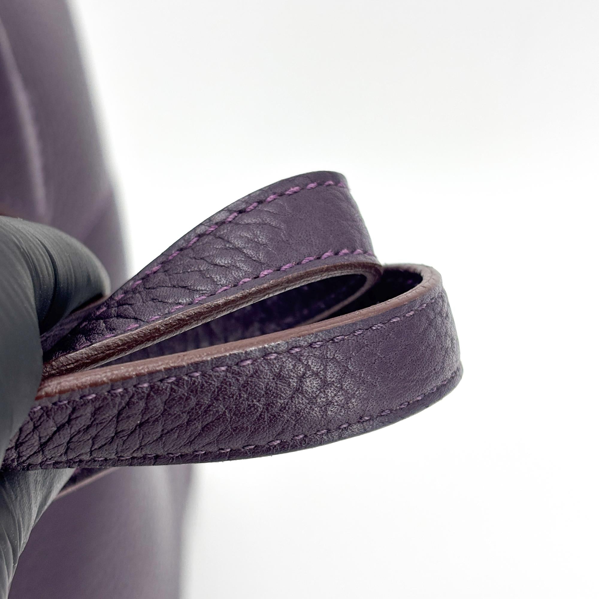 Hermes Bolide Clemence Purple Leather Handbag (Pre-Owned)
