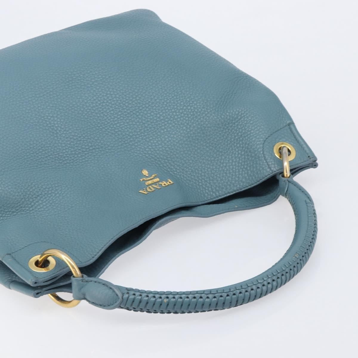 Prada Rolled Hobo Vitello Daino Blue Leather Shoulder Bag Bag (Pre-Owned)