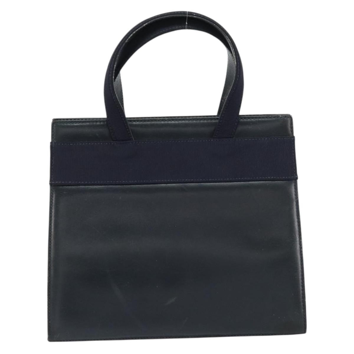 Salvatore Ferragamo Convertible Vara Bow Leather Navy Leather Handbag (Pre-Owned)
