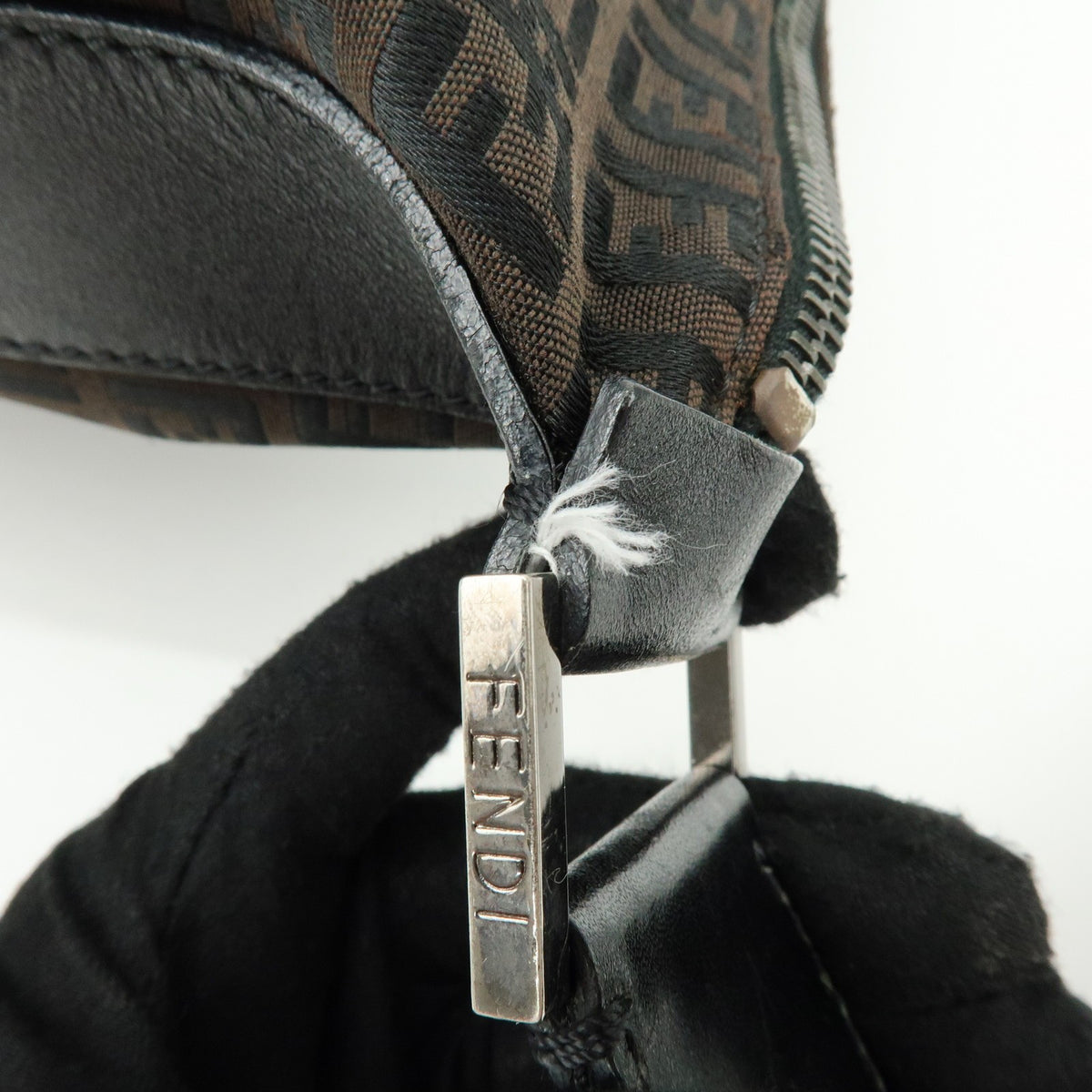 Fendi Shoulder Zucchino Canvas Brown Canvas Shoulder Bag Bag (Pre-Owned)