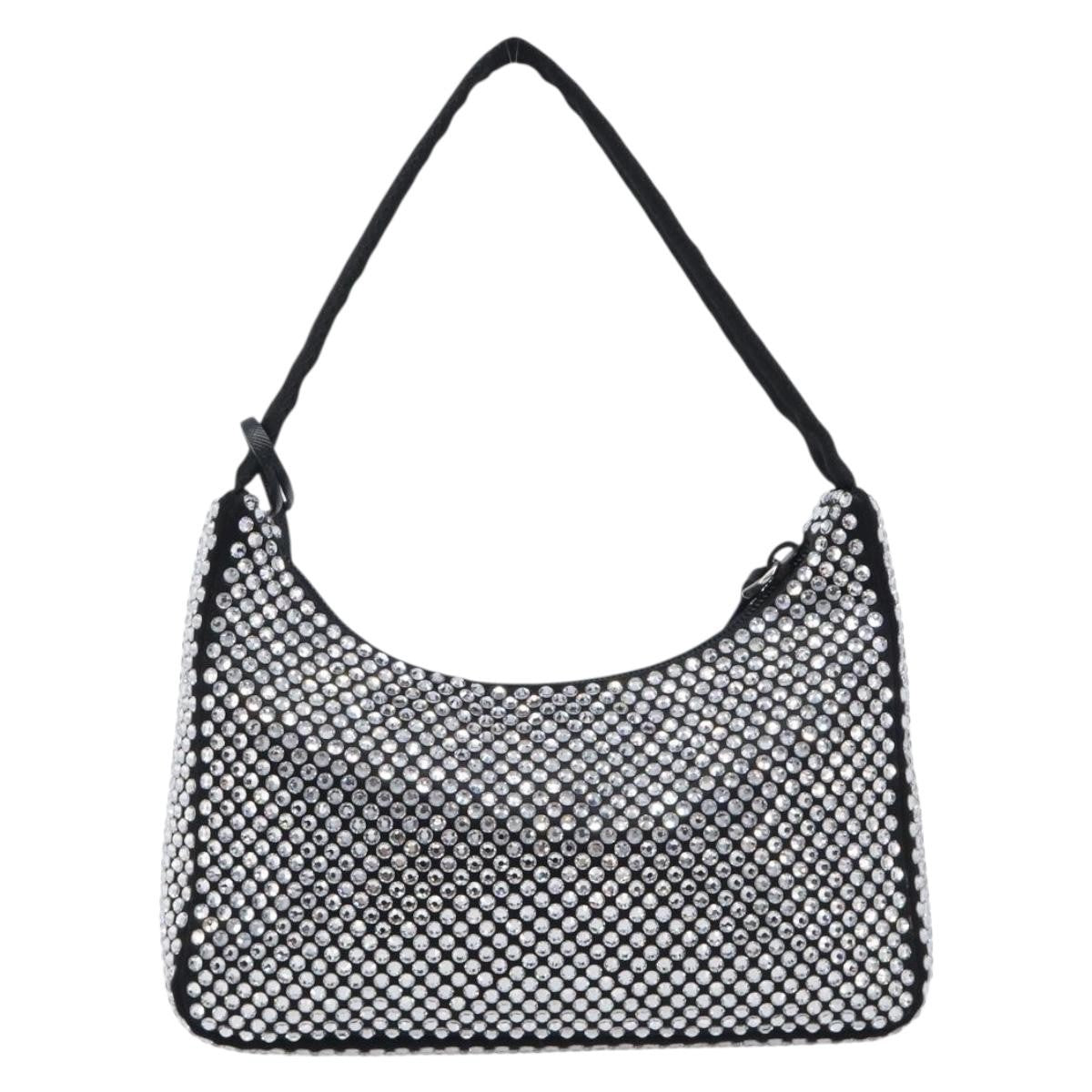 Prada Re-Edition 2000 Hobo Crystal Embellished Satin Silver Silk Shoulder Bag Bag (Pre-Owned)