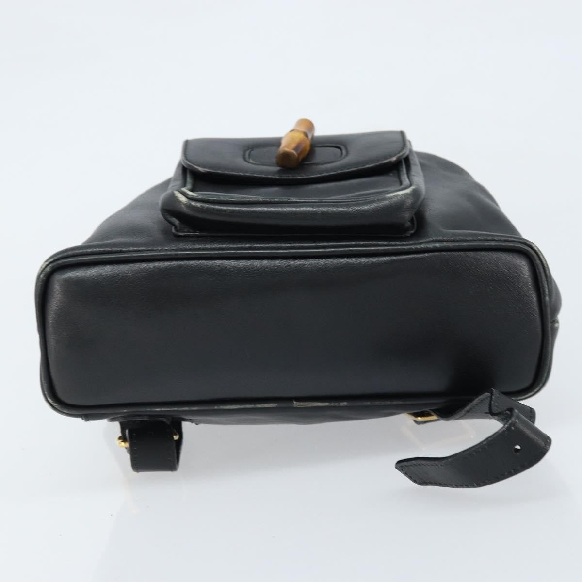 Gucci Vintage Bamboo Leather Black Leather Backpack Bag (Pre-Owned)