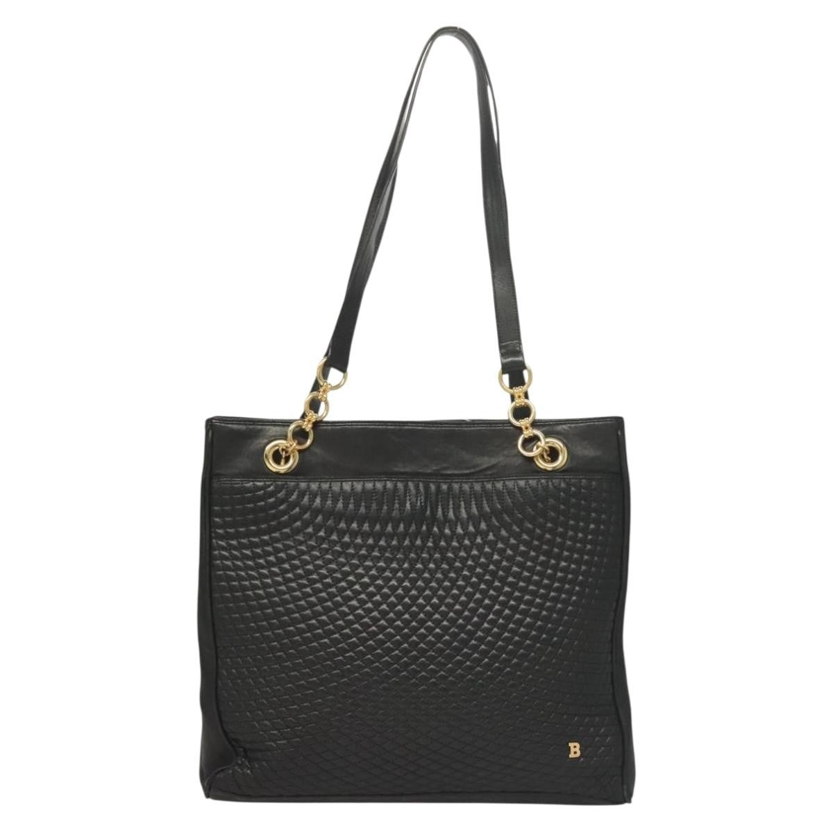 Bally Vintage Leather Black Leather Tote Bag Bag (Pre-Owned)