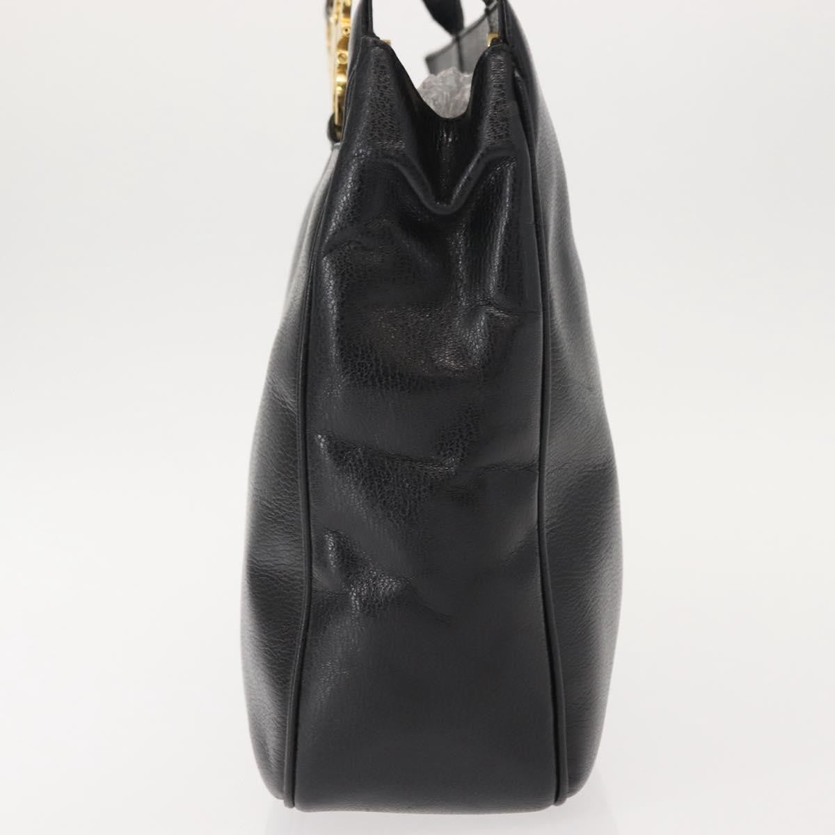 Salvatore Ferragamo Gancini Tote Leather Black Leather Tote Bag Bag (Pre-Owned)