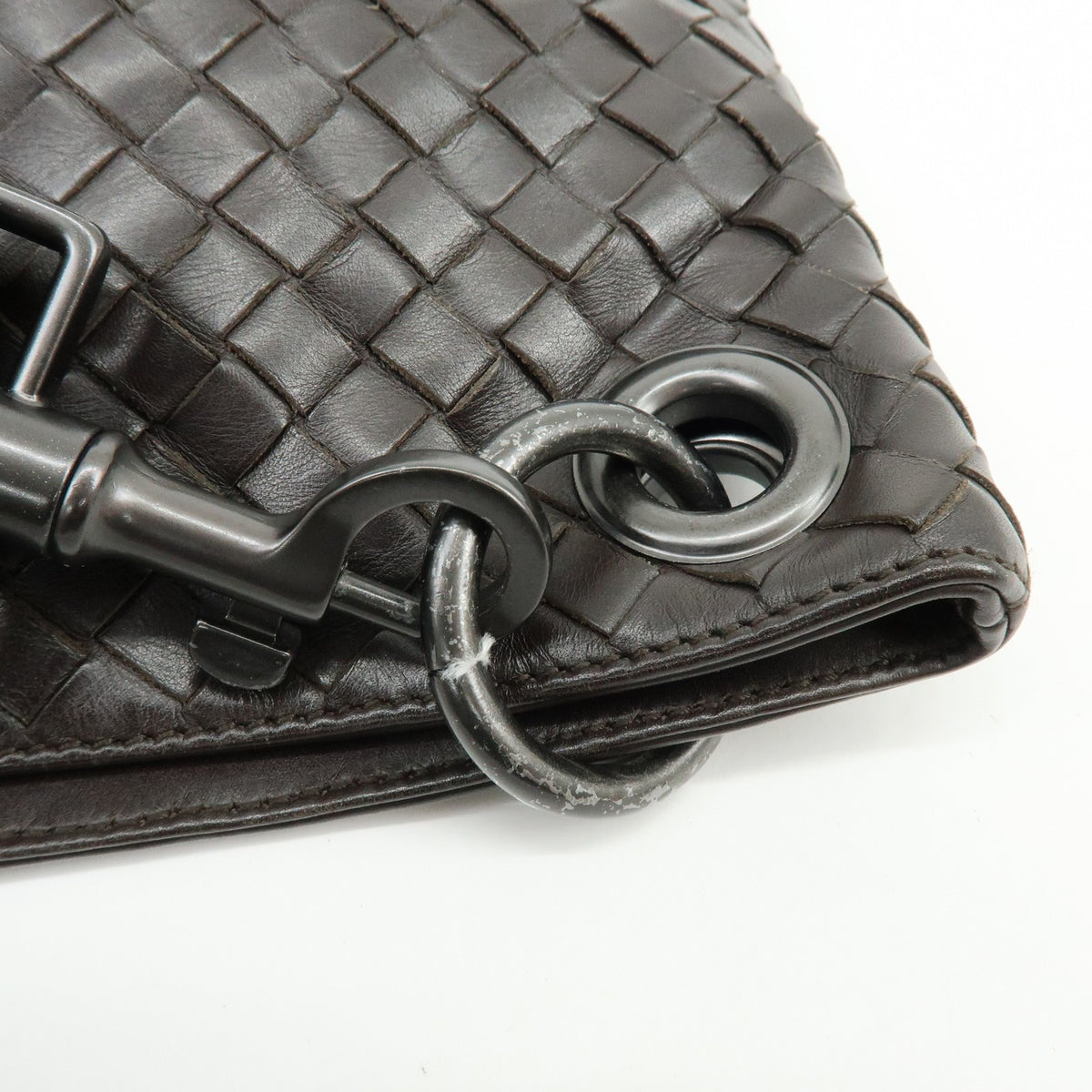 Bottega Veneta Flat Messenger Intrecciato Nappa Brown Leather Handbag (Pre-Owned)