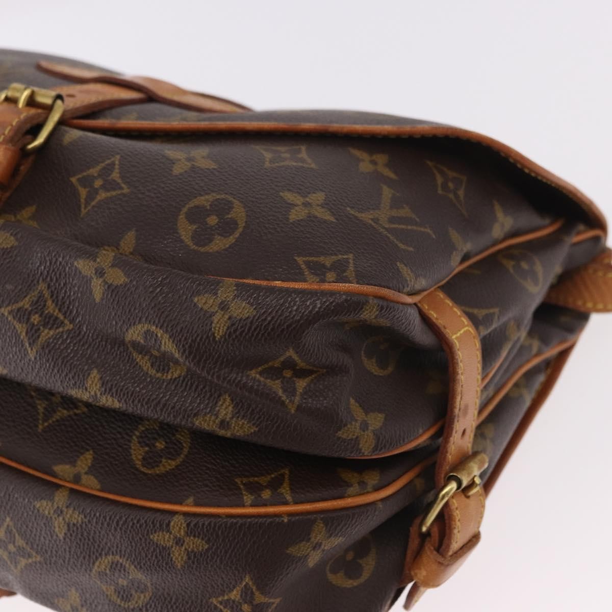 Louis Vuitton Saumur Handbag Monogram Canvas Brown Canvas Handbag (Pre-Owned)