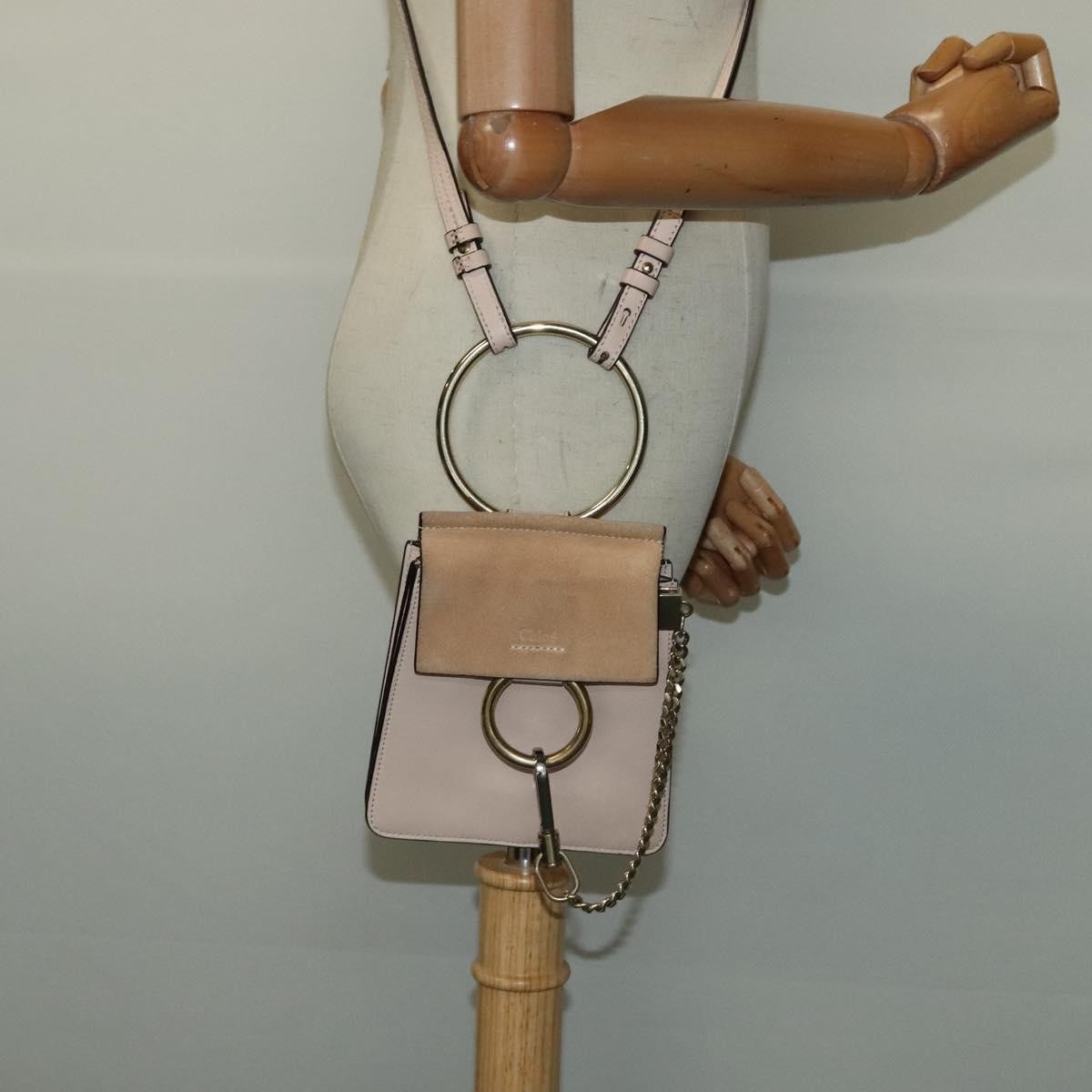 Chloe Faye Leather And Suede Beige Leather Shoulder Bag Bag (Pre-Owned)
