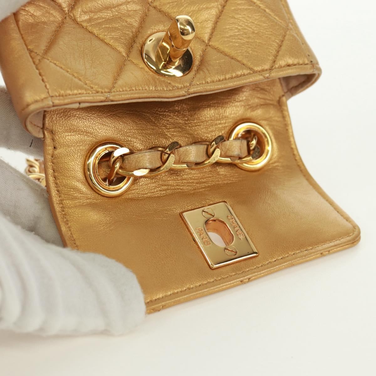 Chanel Classic Flap Charm Chain Belt Quilted Caviar Gold Leather Handbag (Pre-Owned)