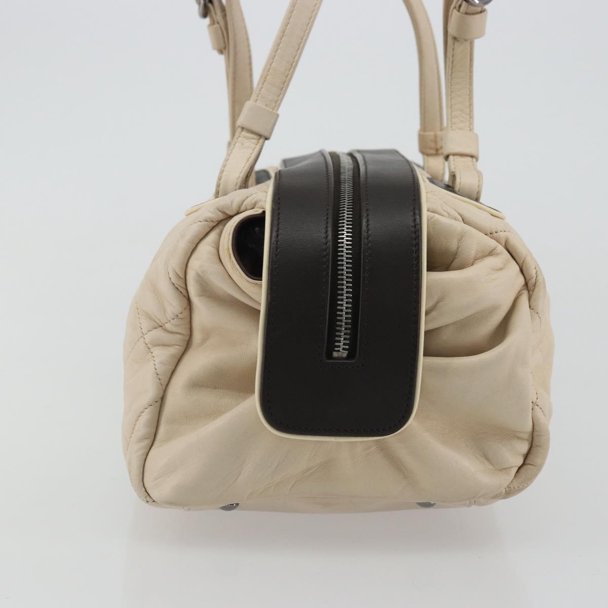 Chanel Sport Line Bowler Quilted Leather Beige Leather Handbag (Pre-Owned)