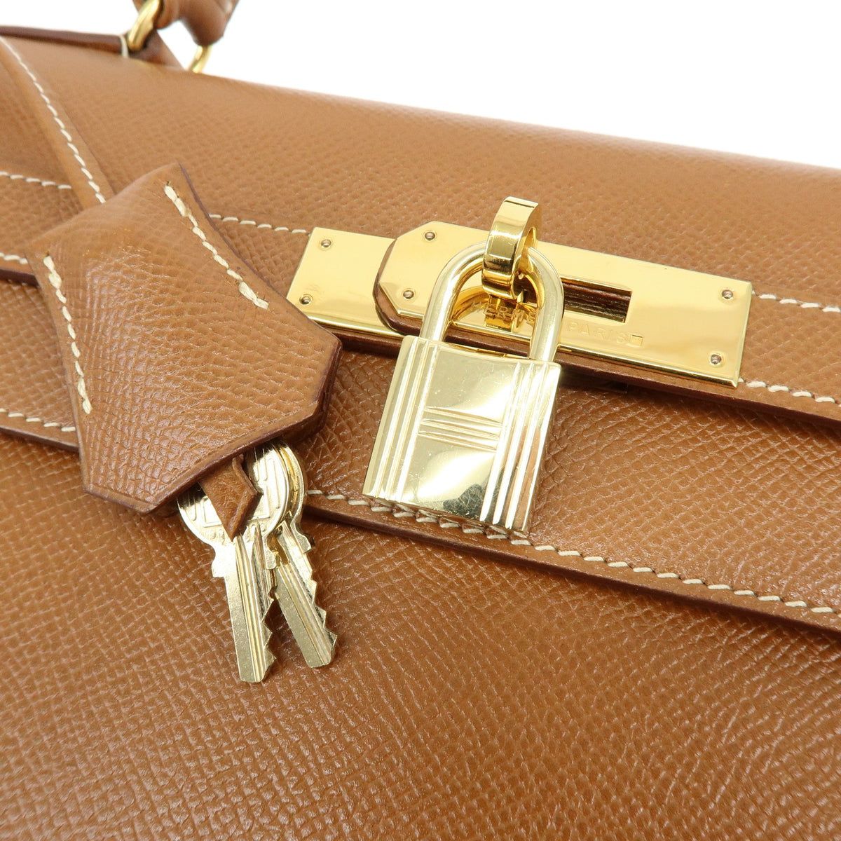 Hermes Kelly Brown Courchevel With Gold Hardware Camel Leather Handbag (Pre-Owned)