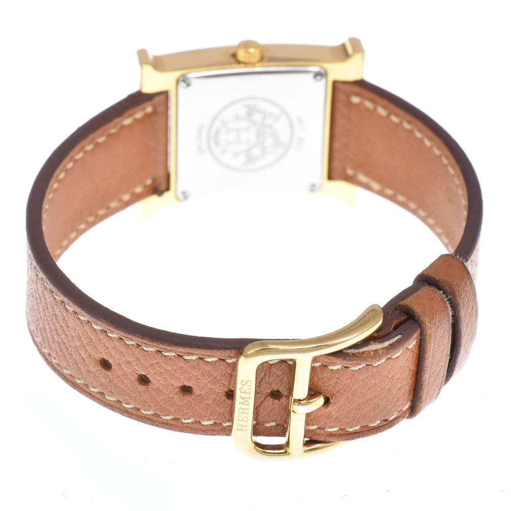 Hermes Heure H Quartz Plated Metal And Leather Watch (Pre-Owned)