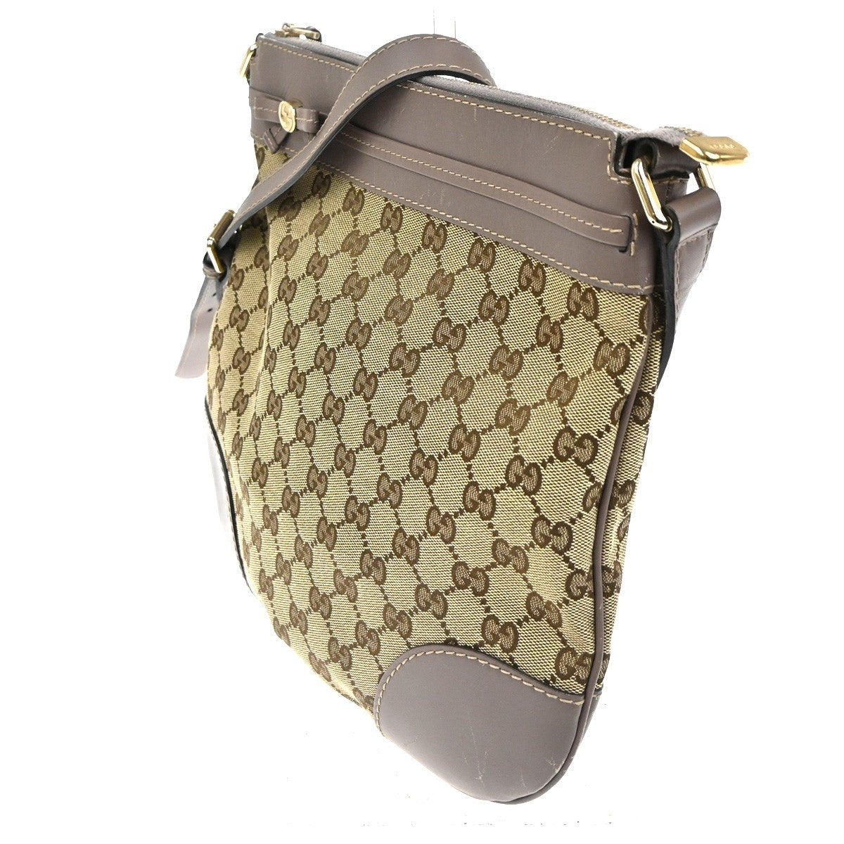 Gucci Mayfair Messenger Gg Canvas And Leather Beige Canvas Shoulder Bag Bag (Pre-Owned)