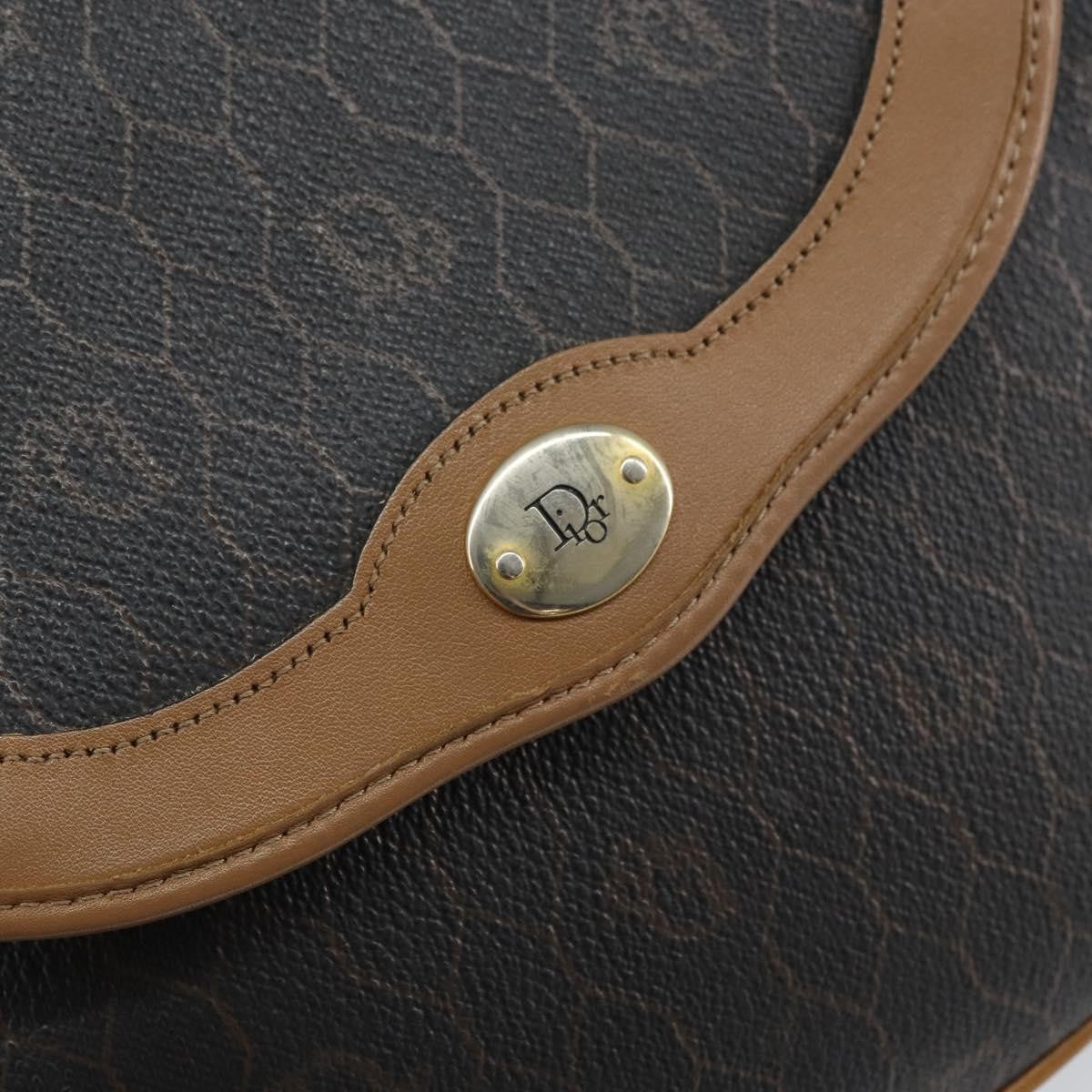 Christian Dior Vintage Honeycomb Flap Coated Canvas Black Canvas Shoulder Bag Bag (Pre-Owned)