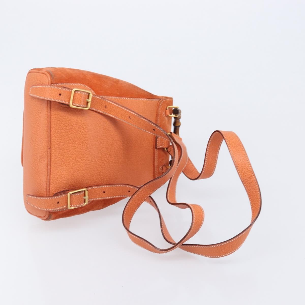 Gucci Vintage Bamboo Suede Orange Suede Backpack Bag (Pre-Owned)