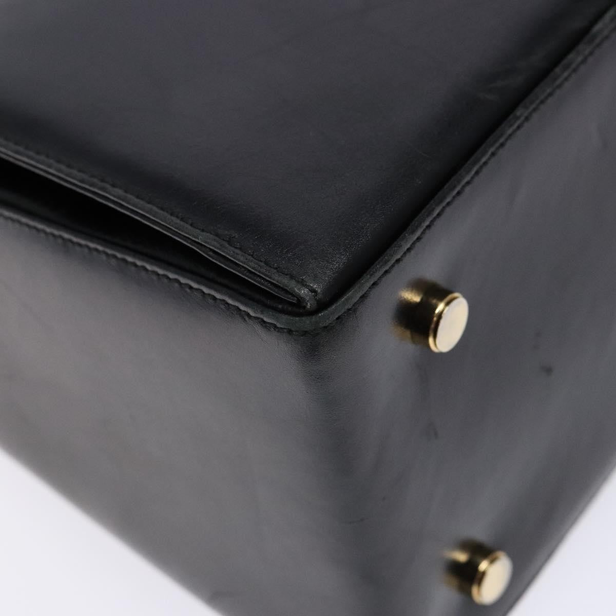 Salvatore Ferragamo Gancini Convertible Top Handle Leather Black Leather Handbag (Pre-Owned)