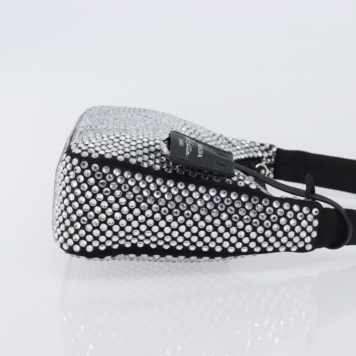 Prada Re-Edition 2000 Hobo Crystal Embellished Satin Silver Silk Shoulder Bag Bag (Pre-Owned)