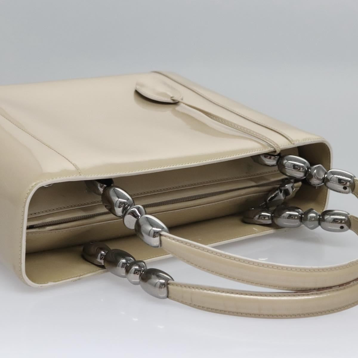 Christian Dior Pearl Lady Dior Patent Leather Beige Patent_Leather Handbag (Pre-Owned)