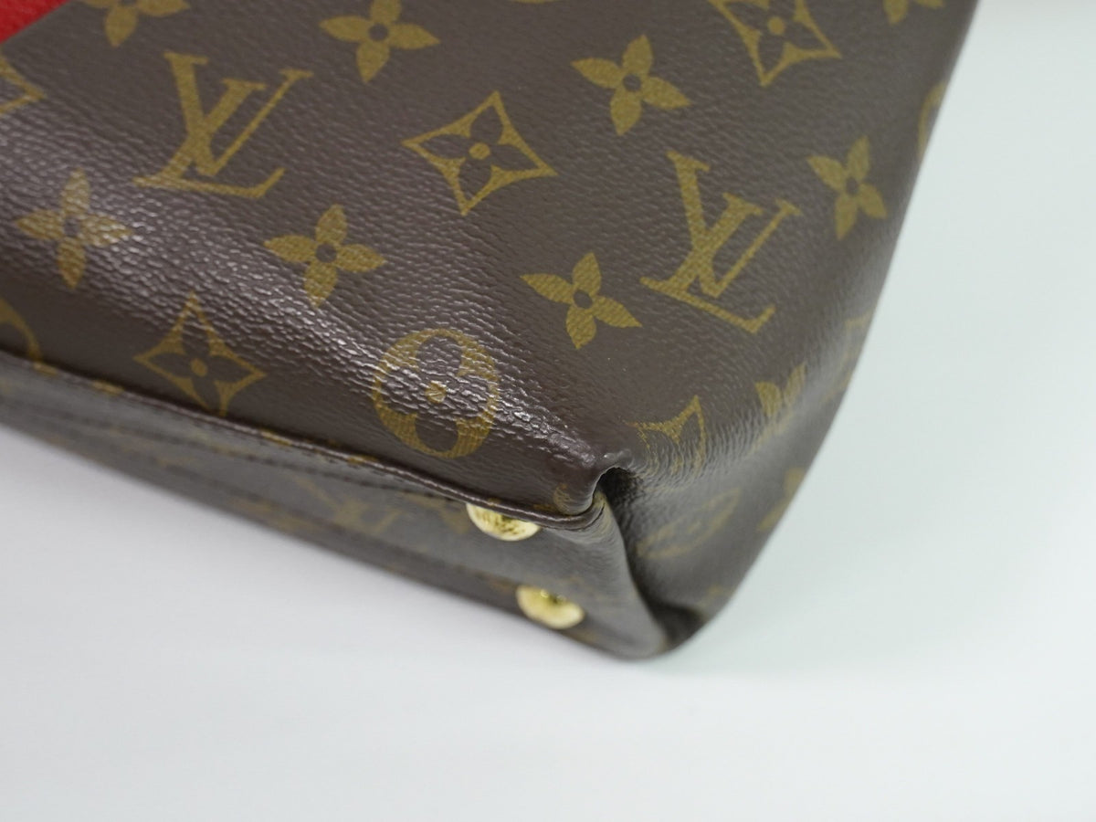 Louis Vuitton V Tote Monogram Canvas And Leather Brown Canvas Handbag (Pre-Owned)