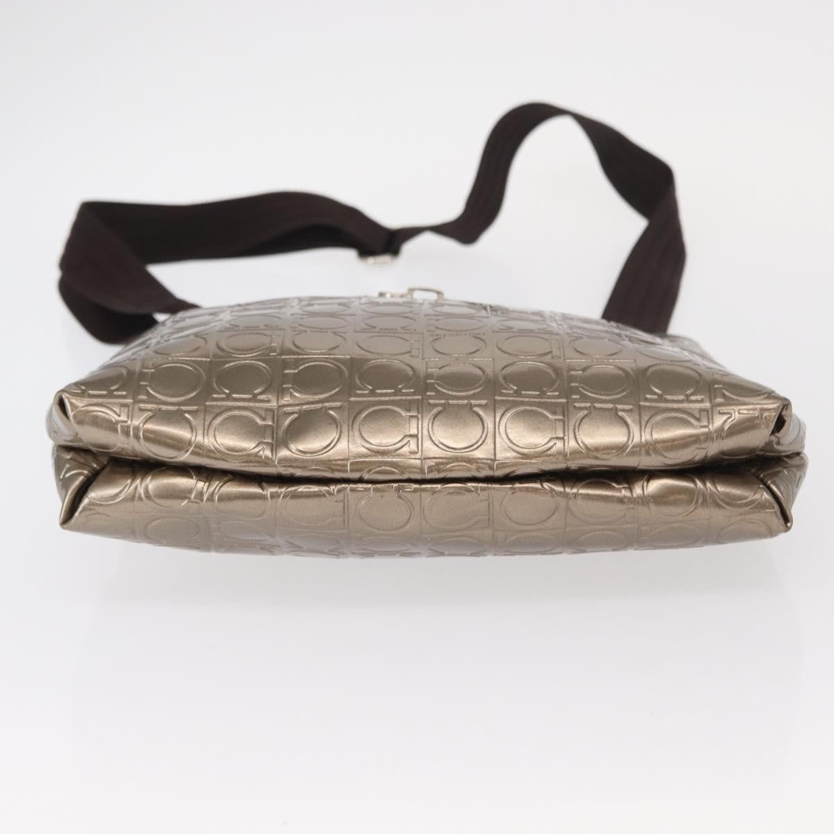 Salvatore Ferragamo Gancini Patent Leather Gold Patent_Leather Shoulder Bag Bag (Pre-Owned)
