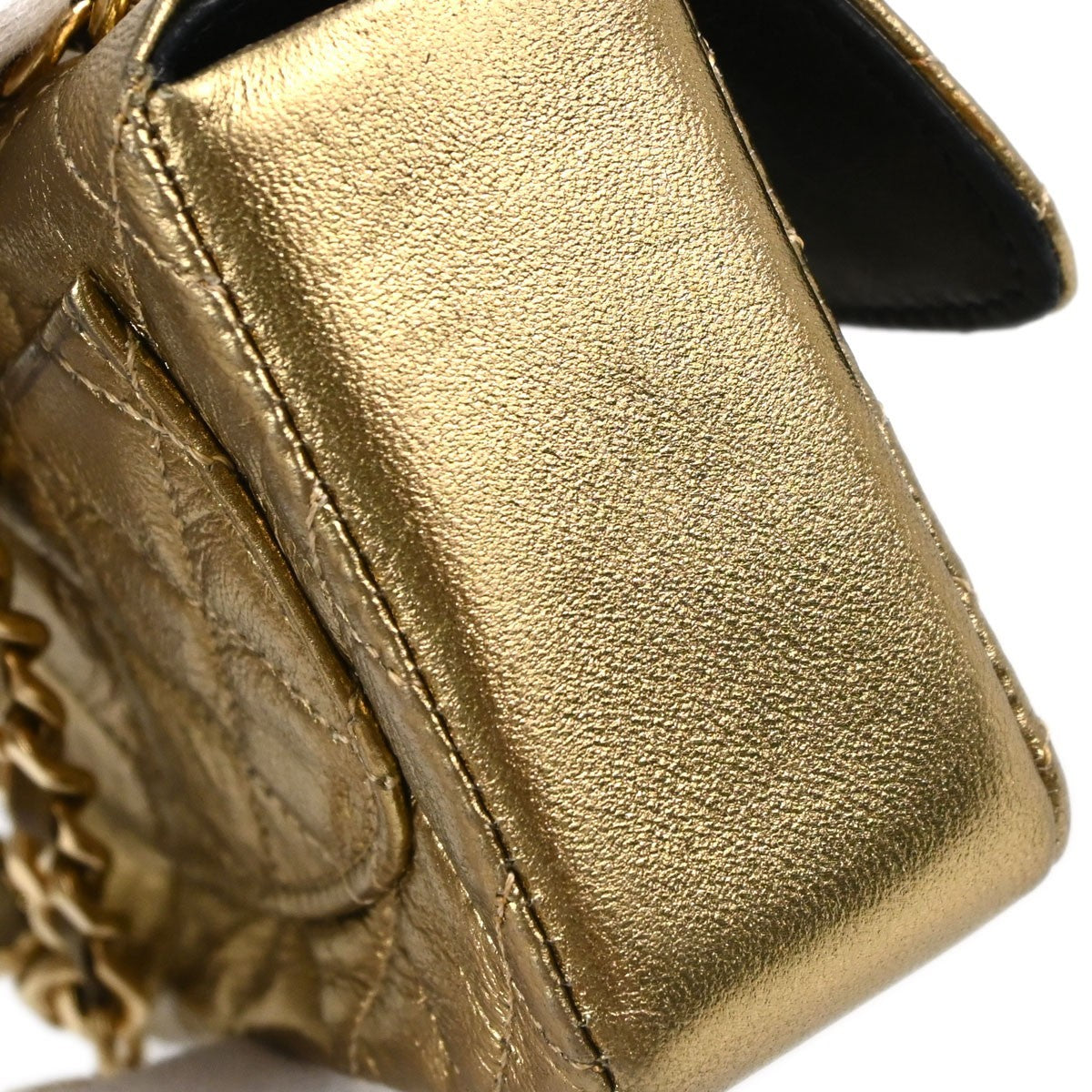 Chanel Vintage Flap Bag Charm Quilted Lambskin Gold Leather Clutche & Pouche Bag (Pre-Owned)