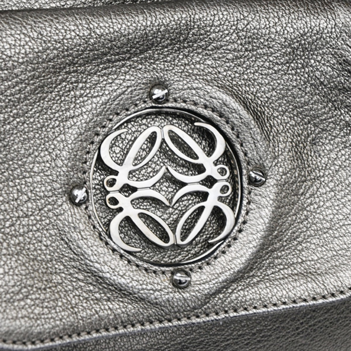 Loewe Anagram Logo Nappa Aire Hand Leather Gray Leather Handbag (Pre-Owned)