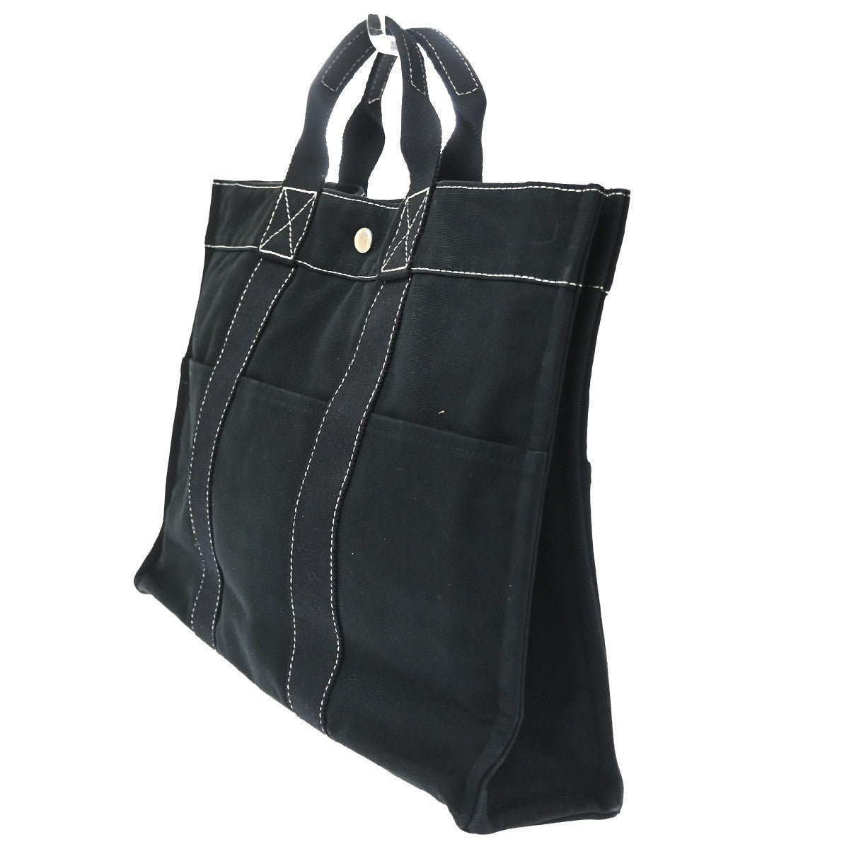 Hermes Fourre Tout Toile Black Cotton Tote Bag Bag (Pre-Owned)