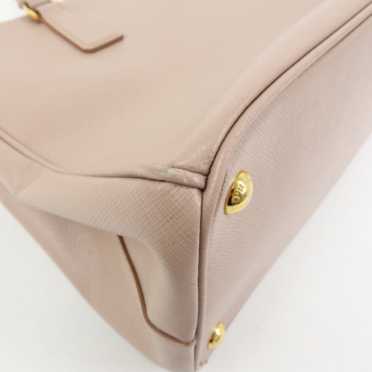 Prada Galliera Saffiano Leather With Applique Pink Leather Handbag (Pre-Owned)