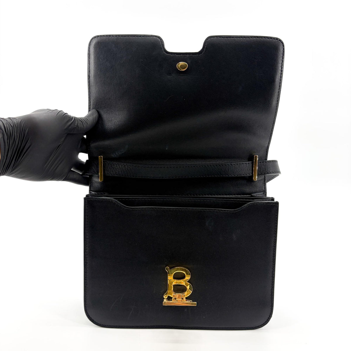 Burberry Tb Shoulder Bag Leather Black Leather Shoulder Bag Bag (Pre-Owned)