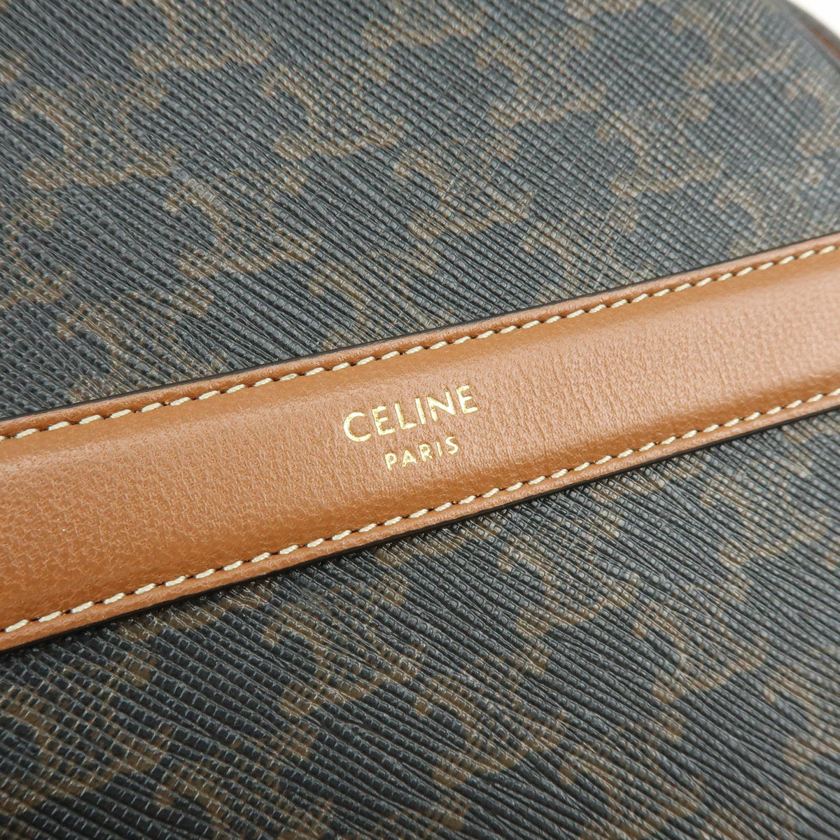 Celine Round Purse On Strap Triomphe Coated Canvas Brown Canvas Crossbody Bag Bag (Pre-Owned)