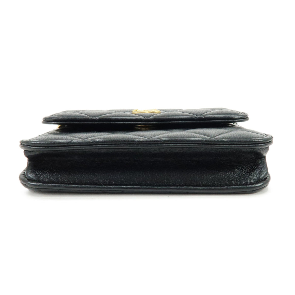 Chanel Pearl Crush Flap Clutch With Chain Quilted Lambskin Black Leather Clutche & Pouche Bag (Pre-Owned)