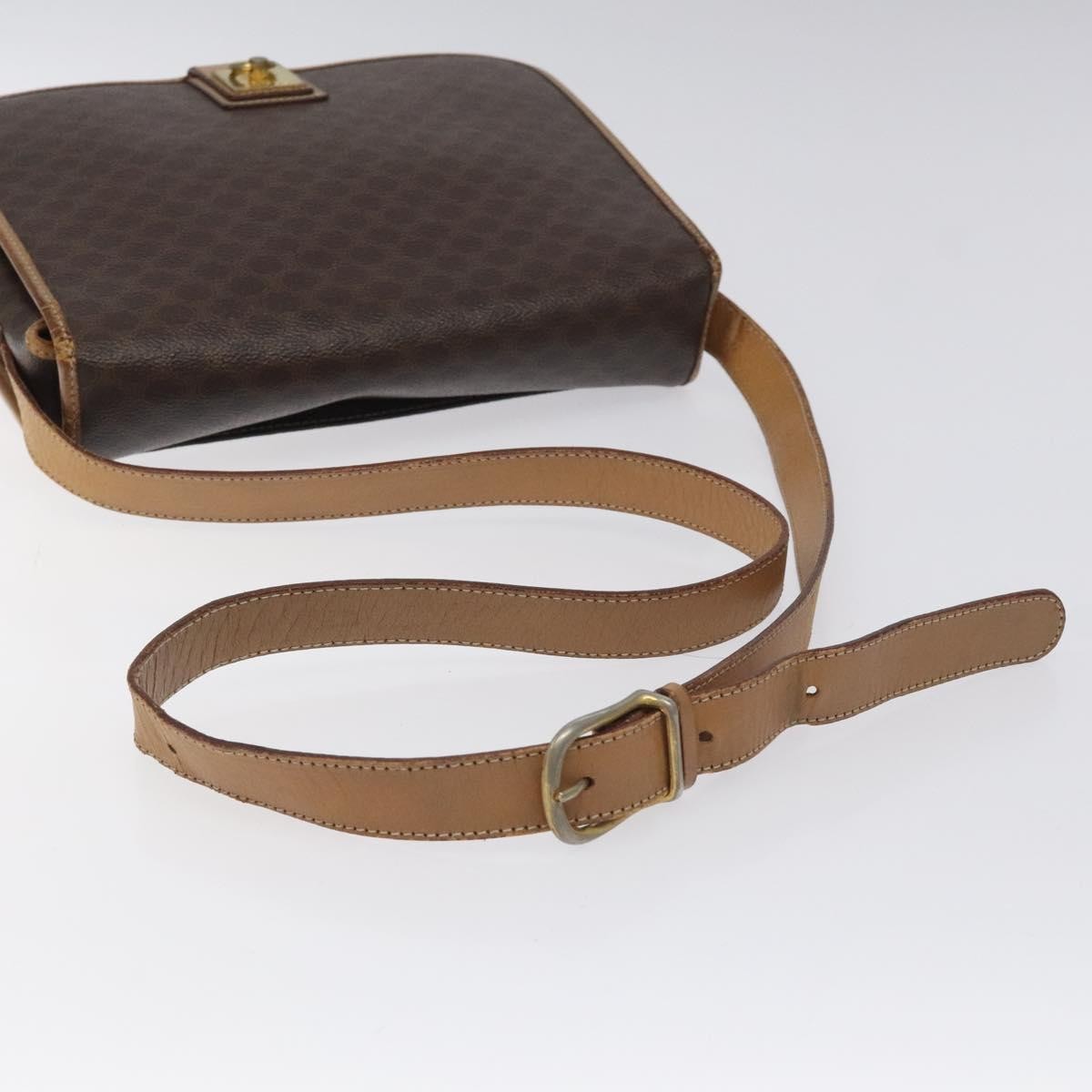 Celine Vintage Macadam Canvas And Leather Brown Canvas Shoulder Bag Bag (Pre-Owned)