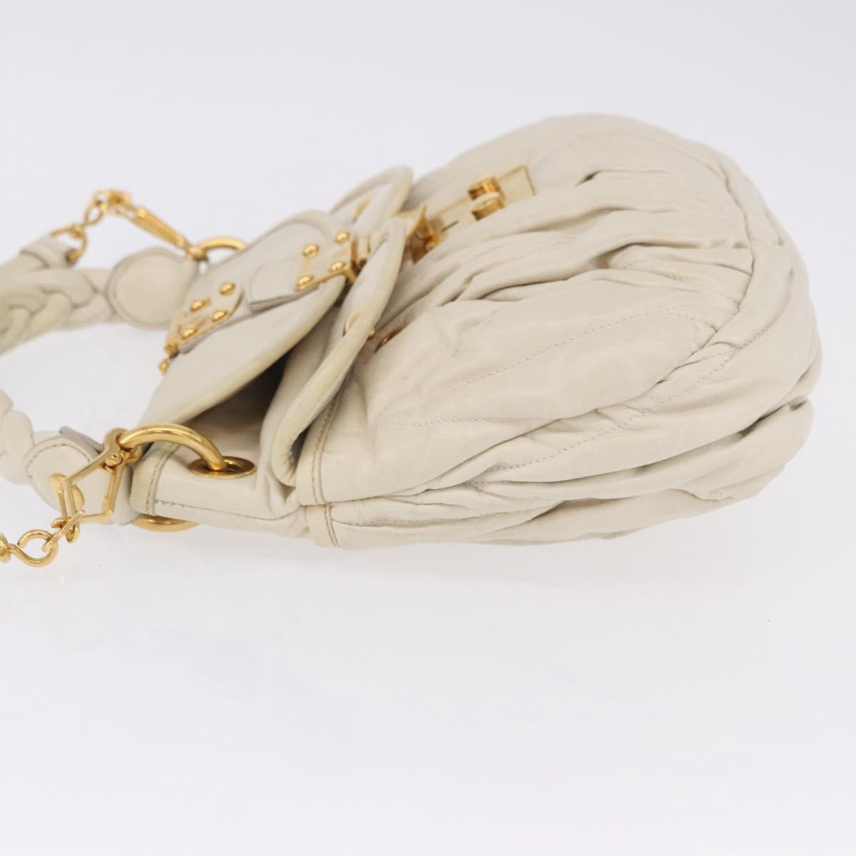 Miu Miu Coffer Hobo Matelasse Leather Beige Leather Handbag (Pre-Owned)