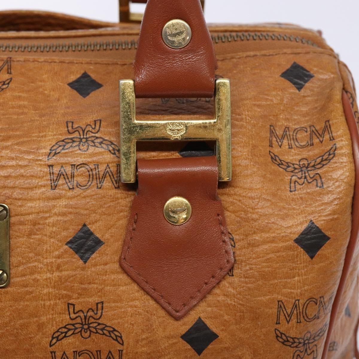 MCM Visetos Logogramme Canvas And Leather Brown Pvc Handbag (Pre-Owned)
