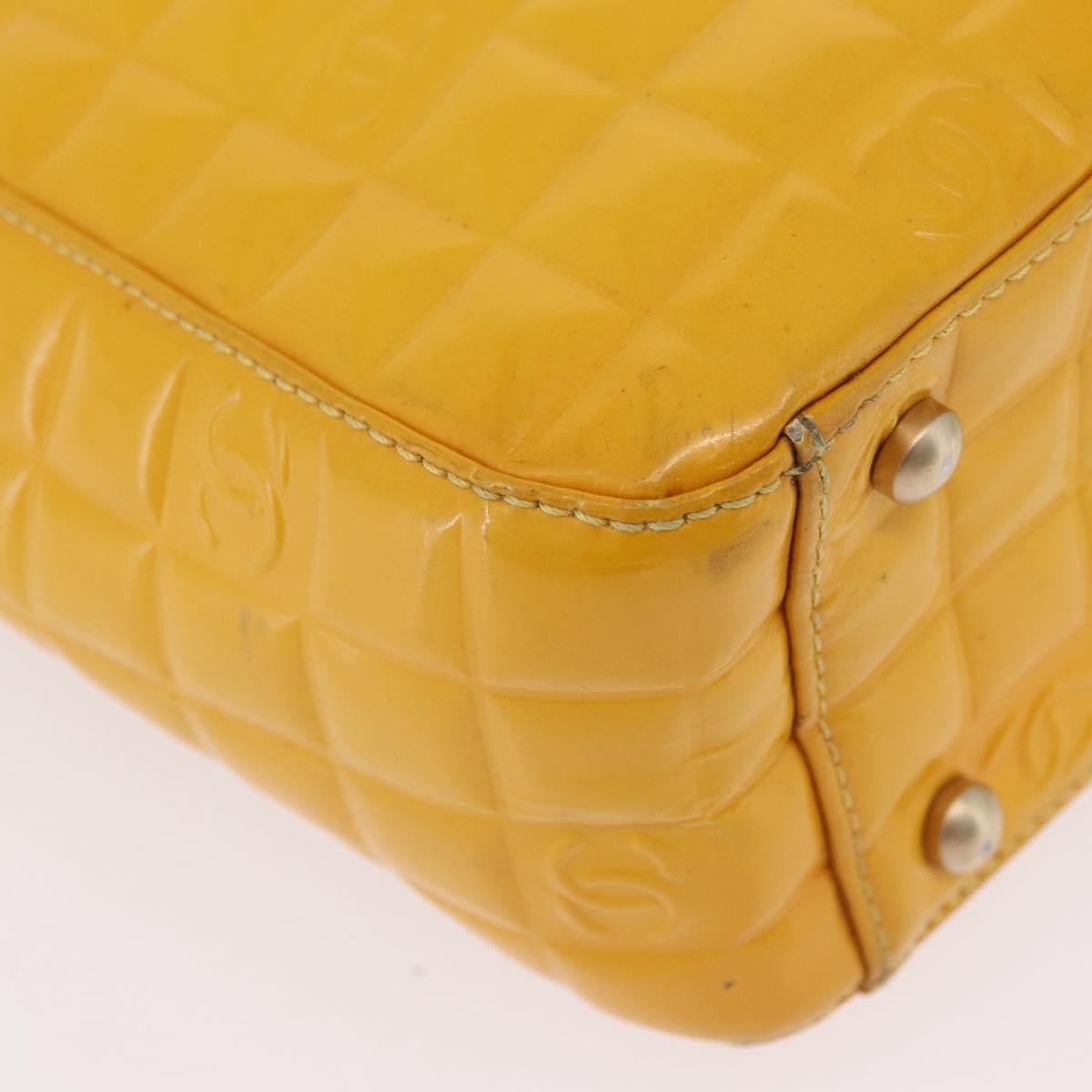 Chanel Chocolate Bar Cc Quilted Patent Yellow Patent_Leather Tote Bag Bag (Pre-Owned)