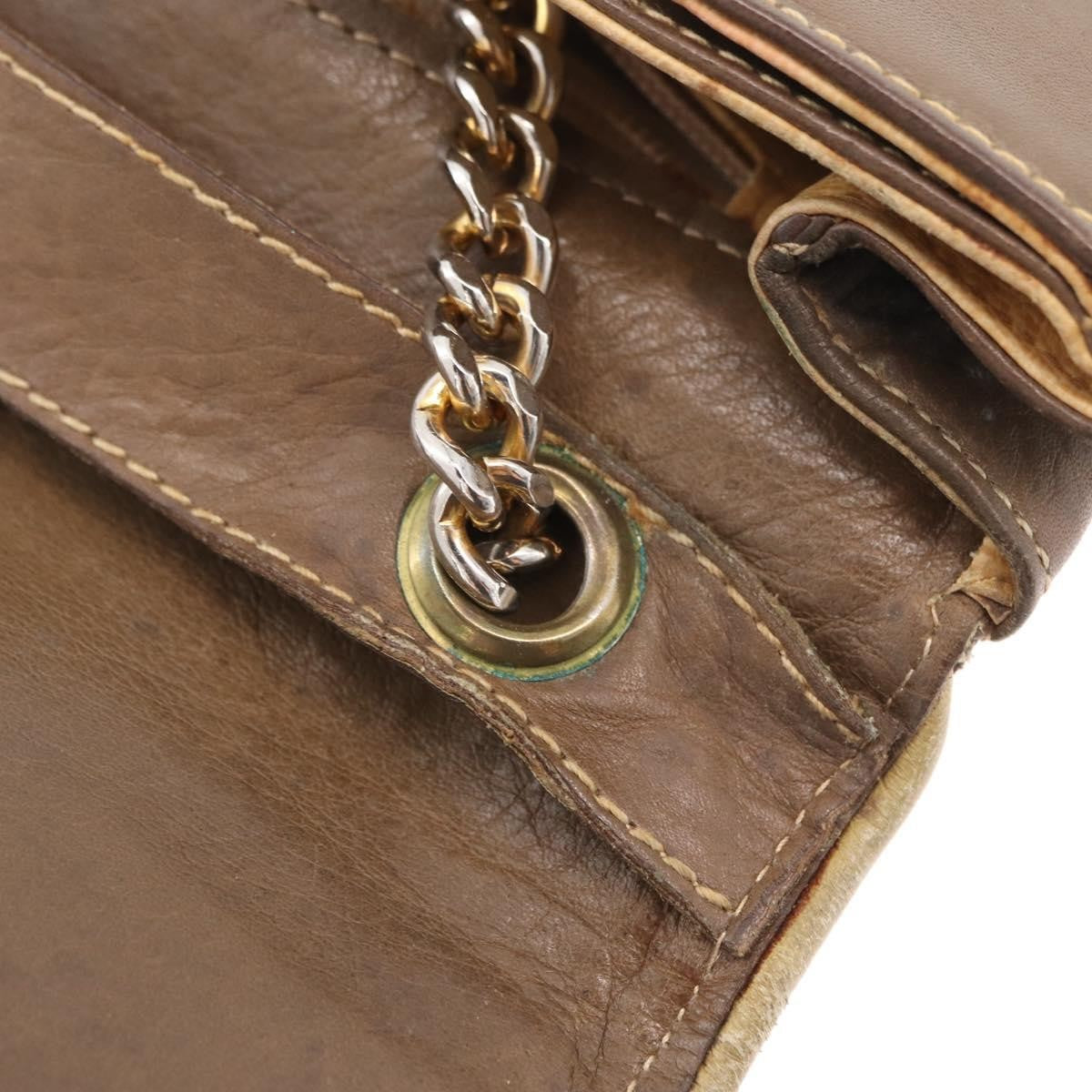 Celine Flap Shoulder Leather Brown Leather Shoulder Bag Bag (Pre-Owned)
