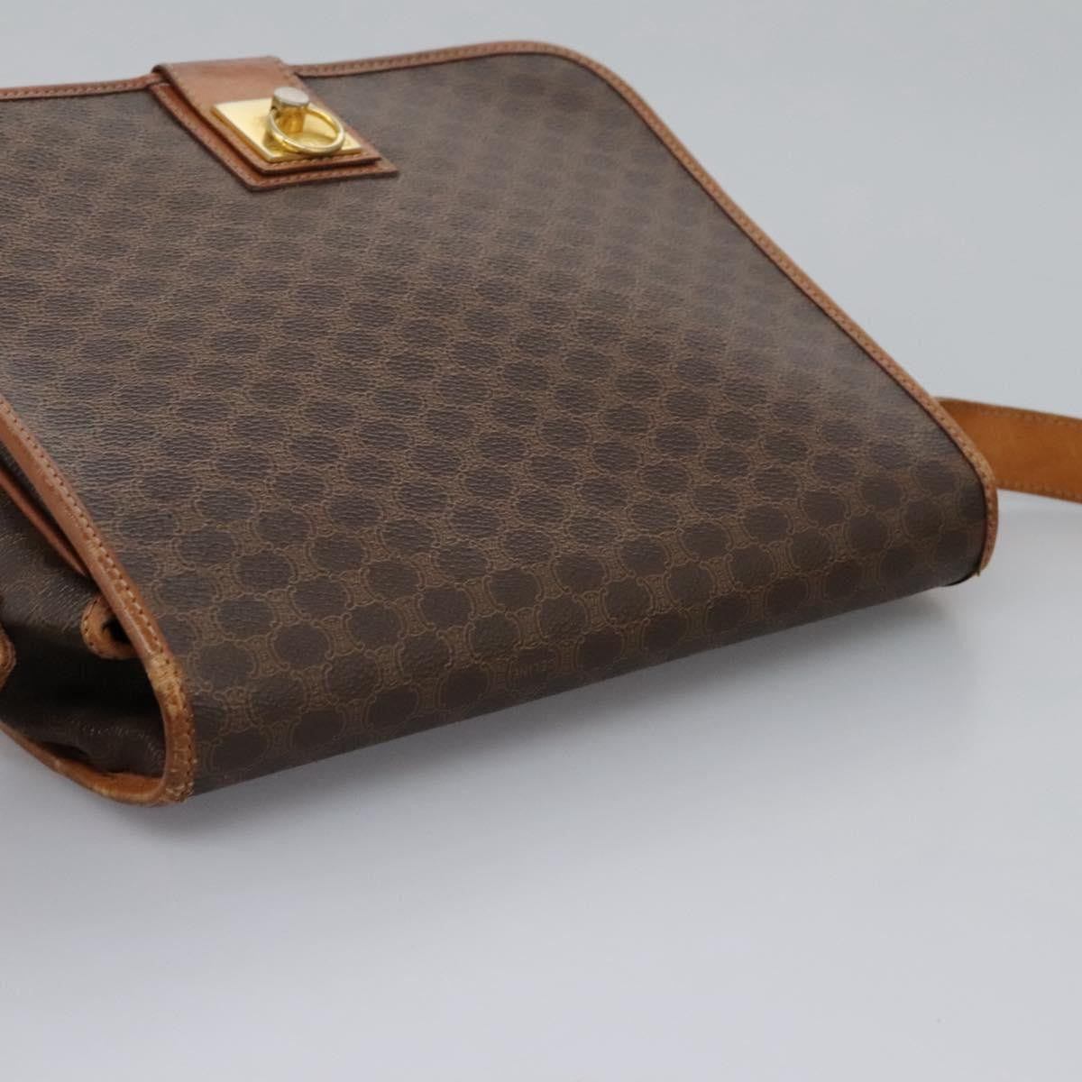 Celine Vintage Macadam Canvas And Leather Brown Canvas Shoulder Bag Bag (Pre-Owned)