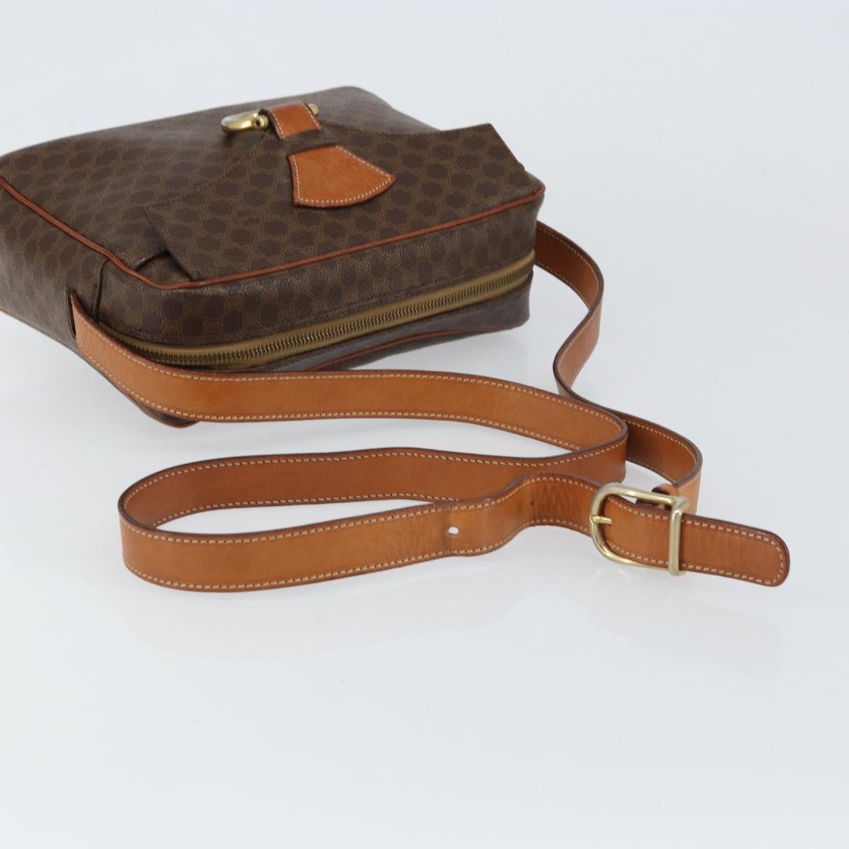 Celine Vintage Macadam Canvas And Leather Brown Canvas Shoulder Bag Bag (Pre-Owned)