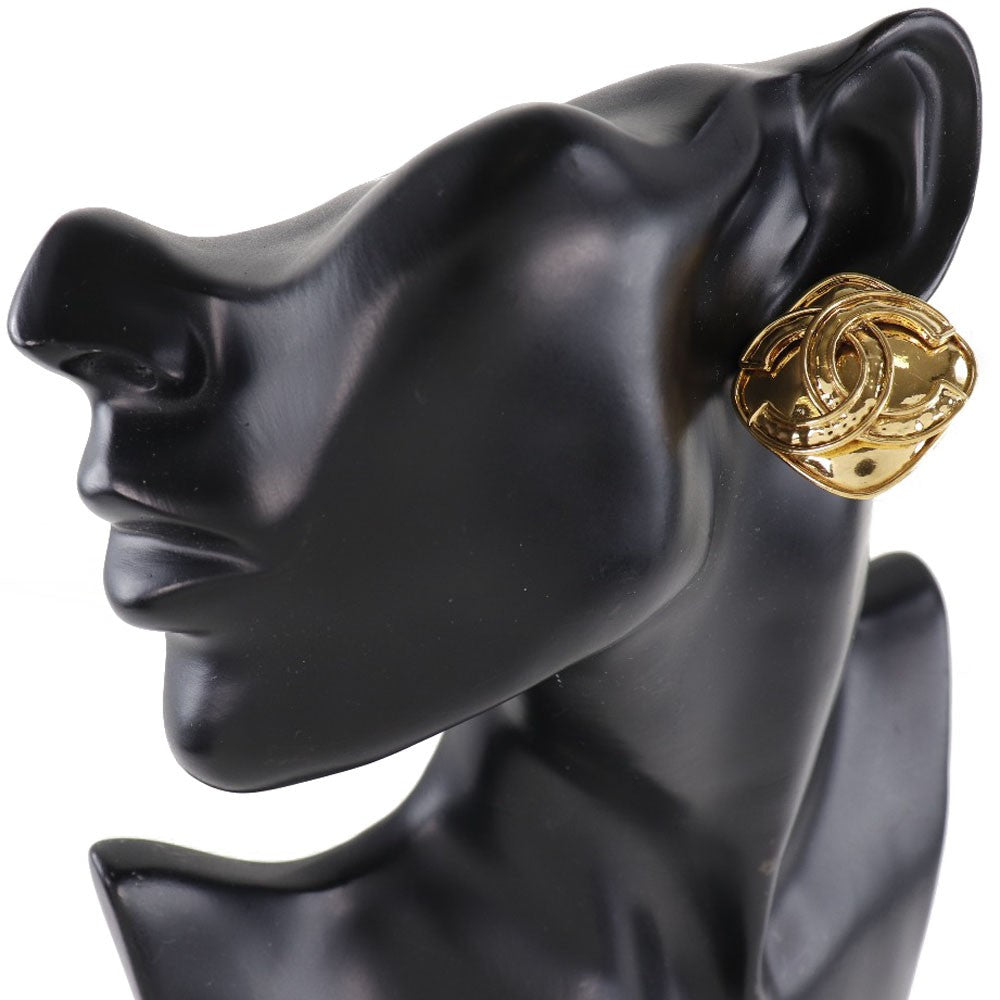 Chanel Vintage Cc Clip-On Metal Gold Gold_Plated Earrings Jewelry (Pre-Owned)