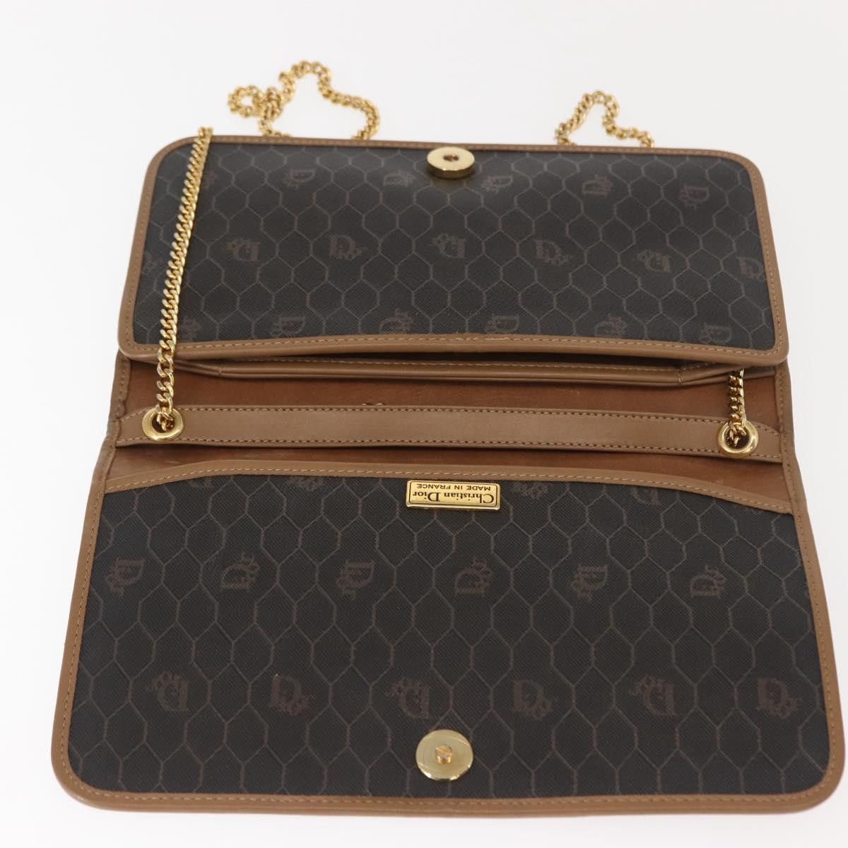 Christian Dior Vintage Honeycomb Chain Canvas Black Canvas Shoulder Bag Bag (Pre-Owned)