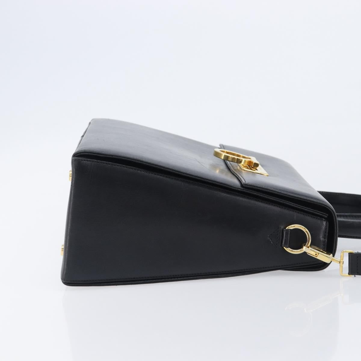 Salvatore Ferragamo Convertible Top Handle Leather Black Leather Handbag (Pre-Owned)