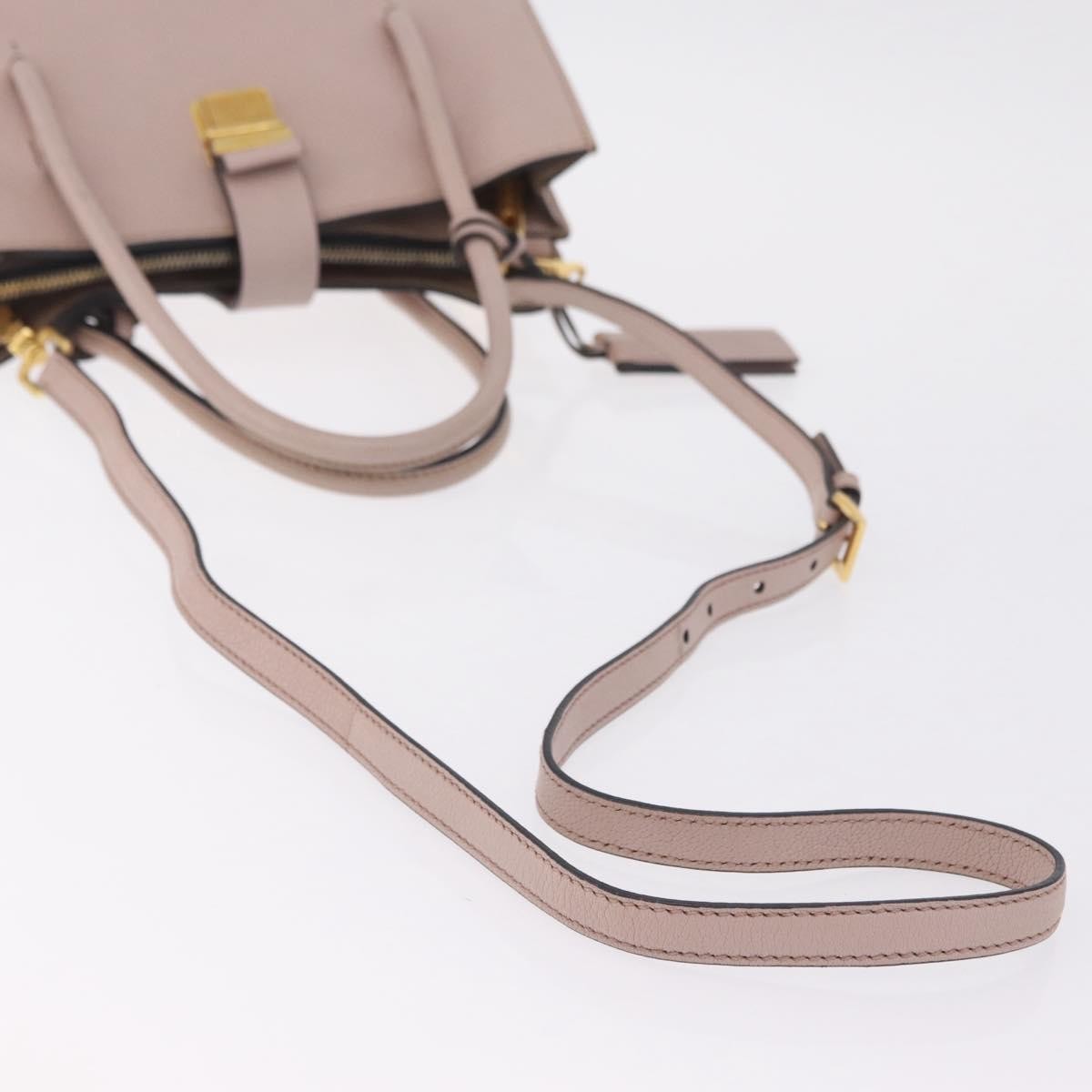 Miu Miu Madras Convertible Compartment Leather Beige Leather Tote Bag Bag (Pre-Owned)