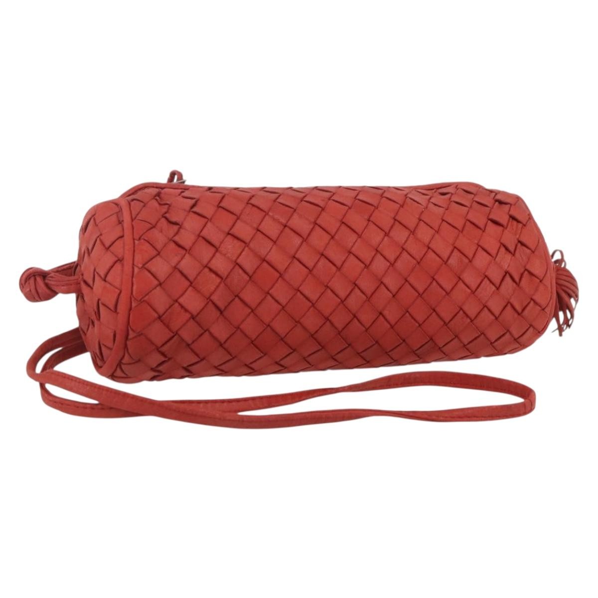 Bottega Veneta Intrecciato Clutch Leather Red Leather Clutche & Pouche Bag (Pre-Owned)
