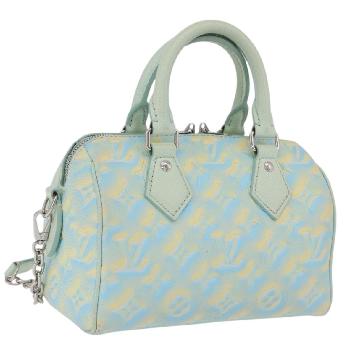 Louis Vuitton Speedy Bandouliere Stardust Monogram Empreinte Leather Green Leather Handbag (Pre-Owned)