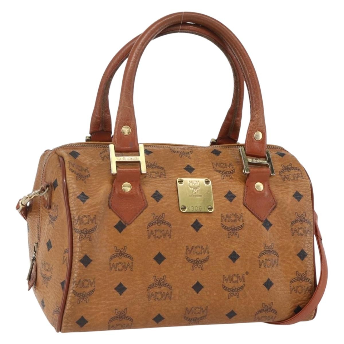 MCM Visetos Logogramme Leather Brown Leather Handbag (Pre-Owned)