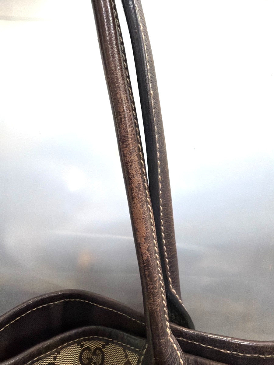 Gucci Princy Tote Gg Canvas And Leather Brown Canvas Tote Bag Bag (Pre-Owned)
