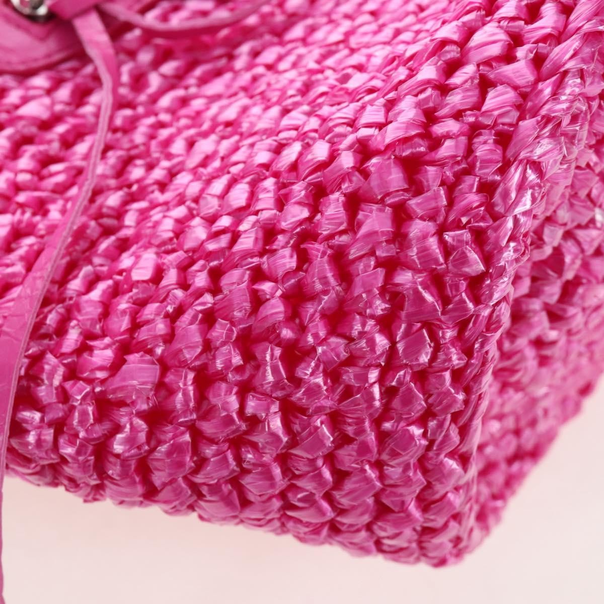 Balenciaga Le Cagole Panier Woven Raffia And Leather Pink Plastic Tote Bag Bag (Pre-Owned)